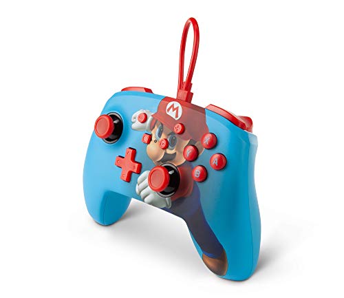 Image of PowerA Enhanced Wired Gaming Controller for Nintendo Switch, Super Mario Bros, Mario Punch, Blue (Officially Licensed)