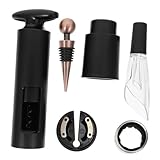 DECOMELODY 6 piezas Sacacorchos Rotativos de Aluminio con Bomba de y Decantador Negro Kit de Accesorios para Vino Duradero y Fácil de Usar para del Vino