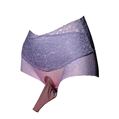 leesuo Men's Sexy Sissy Mesh Sheer Breathable Boxer Briefs Lace Panties Shorts Underwear with Sheath - Main Image