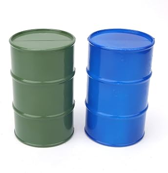 Rc Oil Drum, Rc Fuel Container, Oil Drum Mini Metal Oil Drum Container Rc Crawler Accessory for Mini Rc Crawler Toy Car Blue Green