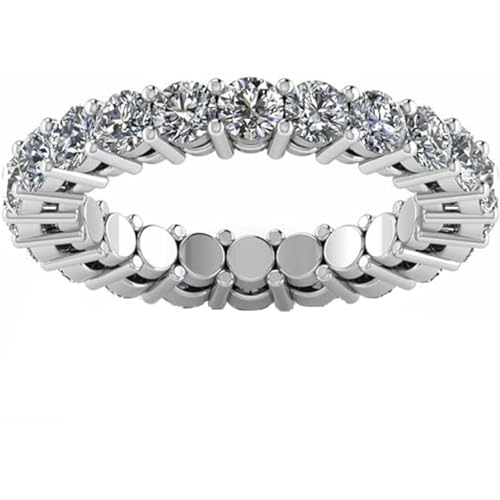 Handmade Real 925 Sterling Silver 14K White Gold Plated Round Cut White Diamond Beautiful Eternity Band Ring Jewelry Gift for a Beloved Women's