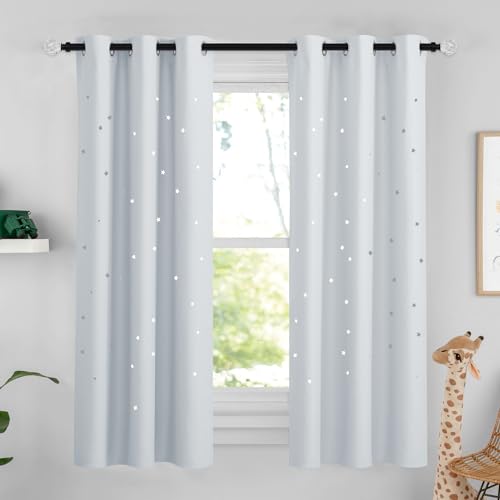 NICETOWN Kids Blackout Curtains for Bedroom, Grommet Top Room Darkening Curtains Decoration Thermal Insulated Window Drapes for Nursery, Children Room