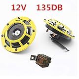 Installation: Das Hupen-Kit enthält grundlegende Montage-Hardware, Einzelschraube – Terminal-Kontakte: Klingentyp – inklusive 2 Universal-Halterungen, Relais. Die elektrische Hupe ist einfach zu installieren. Super laut – Sound-Ausgang: 135 dB – 400–335 Hz / 12 V Stromquelle – keine externe Luftzufuhr erforderlich.