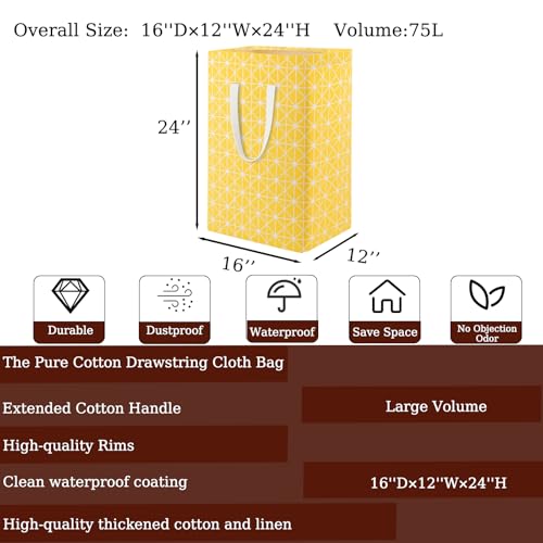 Image of Waterproof Laundry Hamper Collapsible Laundry Basket Extended Cotton Handle Laundry Bag Large Clothes Storage Toy Organization for Bathroom Bedroom Laundryroom College Dorms