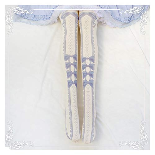 Homeilteds Sweet Lolita Bases Mori Girl Bows Pantyhose Tendance étrangère Décorée Filles Hit Chaussettes Chaleureux (Color : Navy Blue)