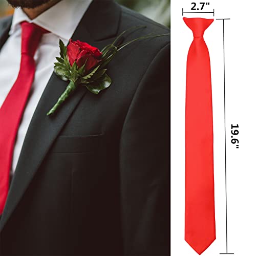 Image of DEYACE Clip on Ties for Men, 2 Pcs Black Tie & Clips Set, 20 Inches Premium Solid Color Ties