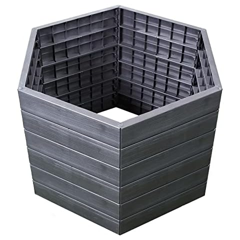 Garantia Ergo 645200 Raised L75 (Colour Wood, Size 110 x 95 cm, Height 75 cm, Hexagonal Shape, Including Flora Water-Saving System, Plant Bed for Vegetables/Herbs), Multicoloured Cover