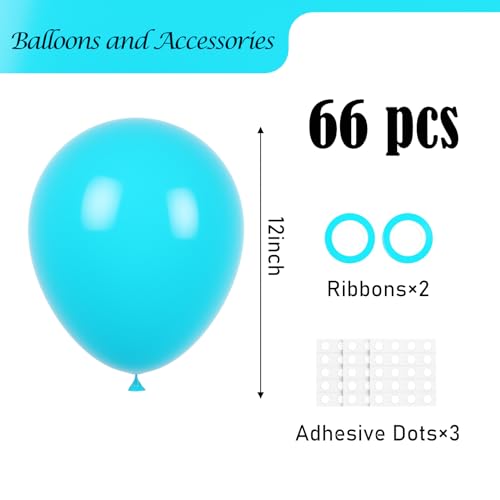 Image of Voircoloria Peacock Blue Balloons, 66pack 12inch Teal Blue Latex Party Balloons for Wedding, Birthday, Graduation, Bridal Shower, Baby Shower, Gender Reveal, Anniversary Party Decorations