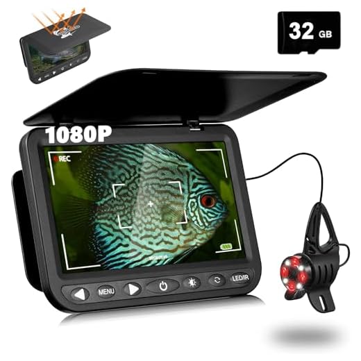 MOOCOR 7'' Underwater Fishing Camera w/DVR - [HD 1080P] Ice Fishing Camera Underwater w/ 10,000mAh Li-Battery, IR & LED Lights for Dark, Portable Ice Fishing Fish Finder for Lake Ice Fishing(25m/82ft)