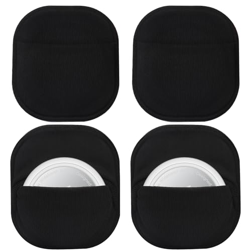 for Airtag Holder Sticky Pouch 4 Pack Hidden & Protective Sleeve for Luggage Adhesive Fabric Mount Sticker compatiable with Air Tag for Suitcase TV Remote Baggage & Kids (4 Pack)