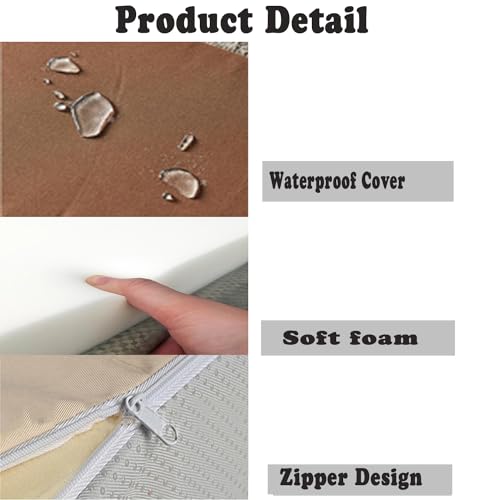 JABGF Rectangle Long Bench Cushion for Indoor Outdoor, Waterproof Non-Slip Chair Seat Cushion Removable Garden Swing Seat Pad, Soft Foam Bay Window Cushion (47x15x2inch,Black)