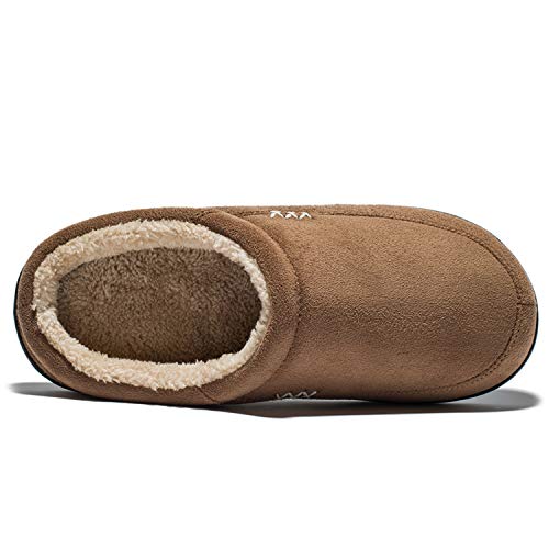 Image of NewDenBer Men's Warm Memory Foam Suede Plush Fleece Lined Slip on Indoor Outdoor Clog House Slippers