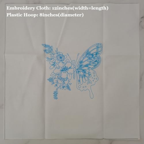 Image of Embroidery Starter Kit for Adult Beginner with Butterfly Flower Pattern