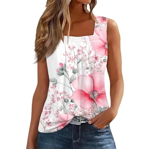 Tops Damens Lange Vest Laufen Square Neck mit Smok Kragen Gemütlich Weic...
