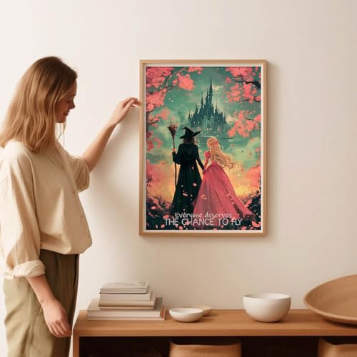 Image of Witch Stamped Cross Stitch Kits for Adults -Princess Embroidery Kits for Beginners Adults,11 CT Patterns Dimensions Counted Cross Stitch Kits for Adults Arts Craft 12x16 inch