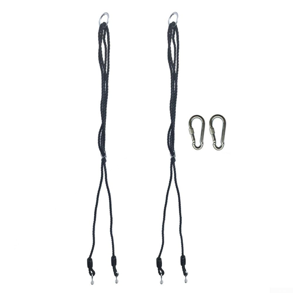 Upluxmira Adjustable Swing Extension Rope for Porch Swings – 110–180 cm Length, 10 mm PE Rope + Carabiners & Lifting Rings, 150 kg Load Capacity, Black (2-Pack)