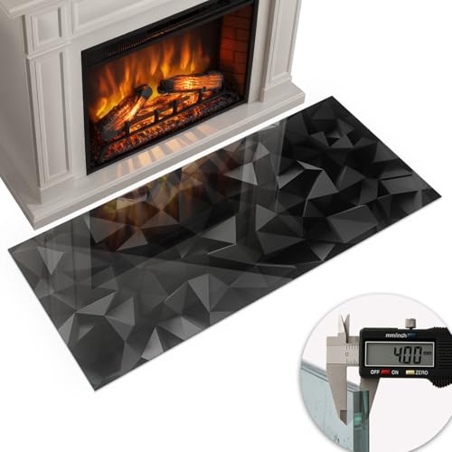 Placa para chimenea duradera de vidrio templado rectangular con relieve de geometría tridimensional 6