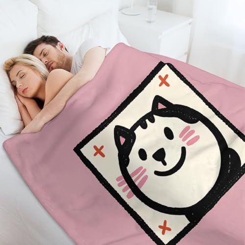 Couverture en micro polaire idée cadeau motif chat mignon lit plaid