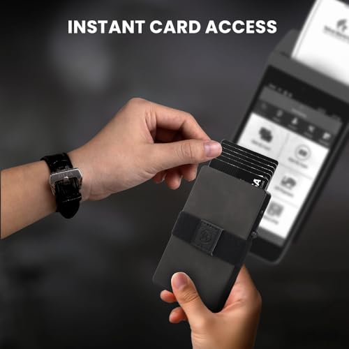 Cardholder Wallet for Men with PU Leather - Holds Up to 6 Cards, RFID Blocking, Pop Up Card Wallet (Gray)2