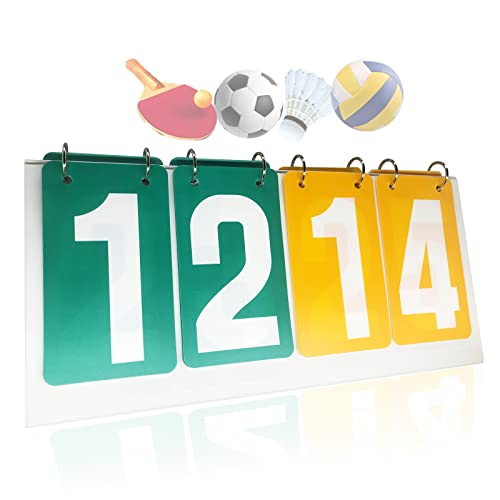 WishesMar Portable Flip Scoreboard 4 Digit Tabletop Score Board Flipper Board for Sports Competition Score Keeper Badminton Volleyball Table Tennis Football Basketball #C