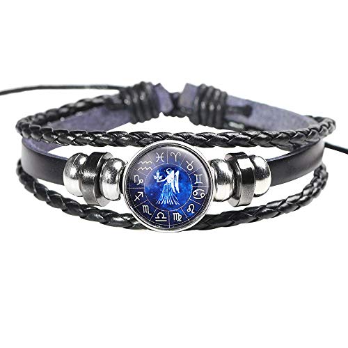 Letdown Accessories Fashion Men Women Constellation 12 Zodiac Sign Bracelets Punk Woven Leather Valentine's Day Gifts Under 5 Dollars for Lovers