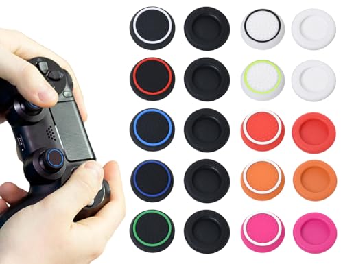 Lhbwhiz 20 Stück Controller-Zubehör Schutzabdeckung,Thumbstick Caps Grip,Silikonkappen,Gaming Kappen,Sticks Joystick Aufsätze,Kompatibel mit PS-3,Kompatibel mit PS-4,Kompatibel mitPS-5(10 Farben)
