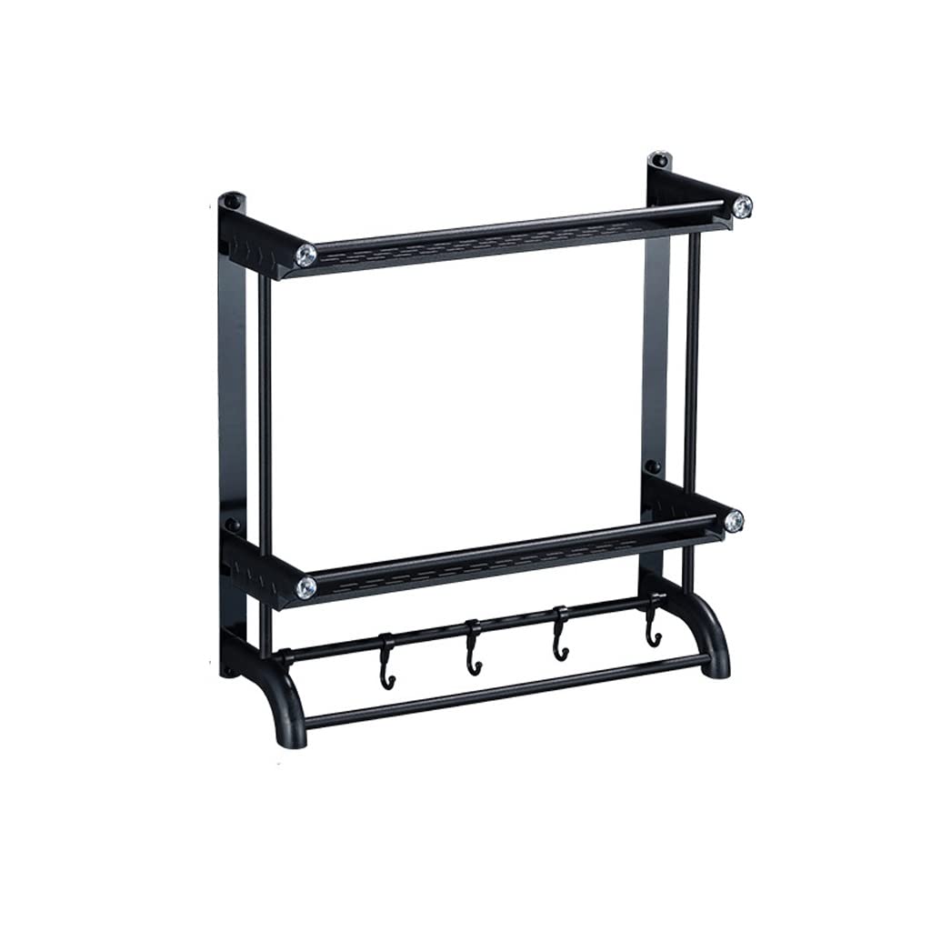 Porte-serviettes en acier inoxydable noir mat pour éviter de percer le carrelage