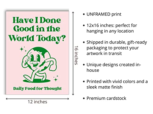 Retro Poster Wall Art Print, Have I Done Good In The World Today Motivational Trendy Posters, Pink And Green Cute Retro Posters For Room Aesthetic, Retro 60S 70S Poster, Cool Retro Wall Décor For Apartment, Bedroom, Classroom, Kids And Adults #TOP4