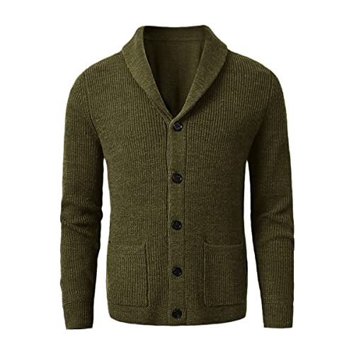 Cardigan col châle homme ajusté veste laine mérinos noire verte Roquorl