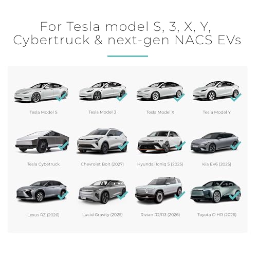 Image of Lectron J1772 to NACS EV Charging Adapter 80A (240V) - Compatible with Tesla Model S /3 /X /Y /Cybertruck and All NACS Electric Vehicles - UL 2252 Certified (Black)