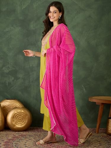 Image of Naixa Women's Rayon Embroidered Straight Kurta Set with Rayon Pant & Georgette Printed Dupatta | Festive, Party & Casual Ethnic Suit for Women(NX2-782)