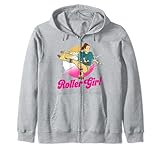 roller girl skates womens pattini vintage retrò anni '70 '80 felpa con cappuccio