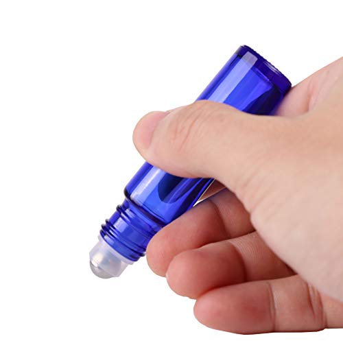 image for inice 24 Pack,10ml Roller Bottles for Essential Oils Cobalt Blue Glass