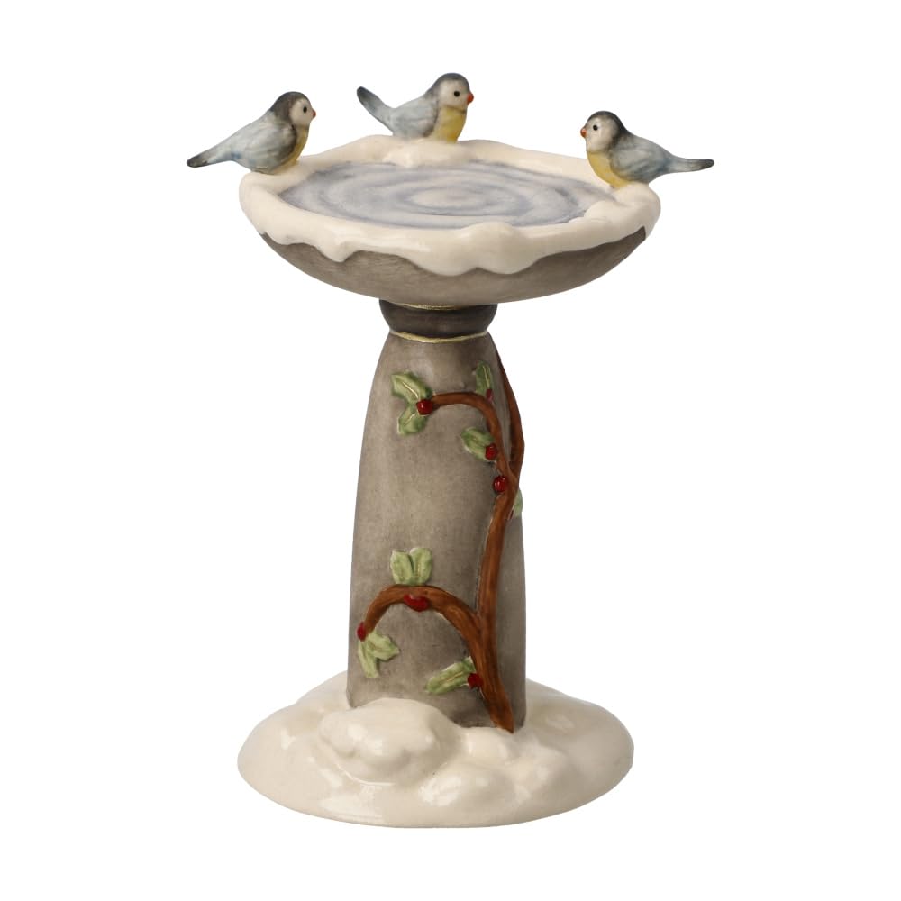 Goebel Figurine Winter Bird Bath - Winter Forest Christmas