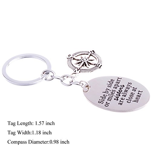 Best Friends Keychain, Sister Keychain, Side By Side Or Miles Apart, Long Distance Friendship Gifts, Stainless Steel Keychain Keyring #TOP1
