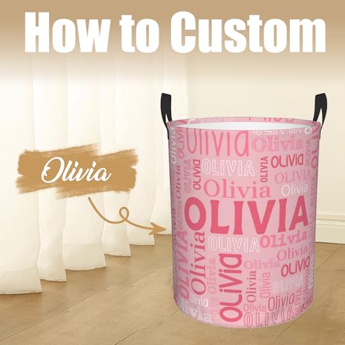 Image of Custom Name Laundry Hamper, Personalized Laundry Basket with Name for Boys Girls Kids Men Women, Customized Name Dirty Clothes Basket Gifts for Clothes Toy Bathroom Bedroom Laundry Room Dorm
