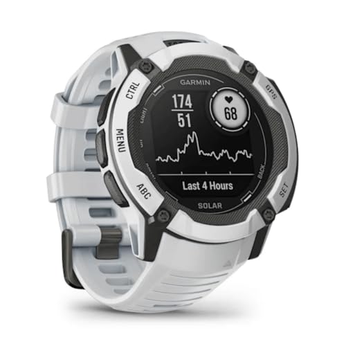 Image of Garmin Instinct 2X Solar, Large Rugged GPS Smartwatch, Built-in Sports Apps and Health Monitoring, Solar Charging and Ultratough Design Features, Whitestone
