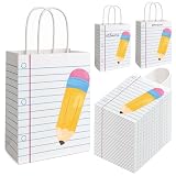 FOGWOWO 36Pcs Back to School Gift Bags Teacher Gift Bags Bulk School Gifts Bag with Handles,Pencil Notebook Line Teacher Appreciation Gifts End of Year Teacher Gifts Bags for Graduation Retirement Wrapping Supplies