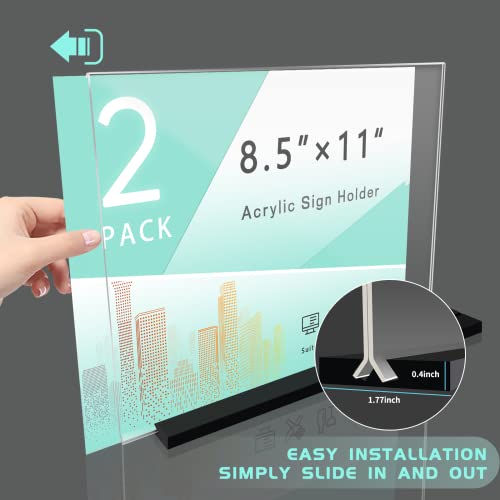 Support de panneau acrylique T A4 horizontal pour menu de restaurant - Lot de 2