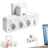 Kabellose Steckdosenleiste, 2026 Neue Steckdosenleiste ohne Kabel, 3 Fach Steckplätze, Mehrfachstecker mit USB & Type-C, Einzelschaltern, für Küche Wohnzimmer Schlafzimmer Büro