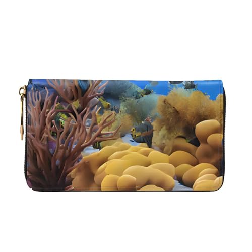 Fish Pattern Long Leather Wallet,Large Capacity Soft Pu Leather Purse For Women With Multiple Card Slots Phone Pocket And Zipper Coin Purse Stylish Phone Card Holder Clutch2