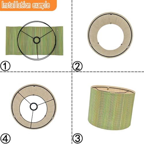 Image of Modern lamp shade Art decorative Green Lines Minimalist 11.8x9Inch | Rustic Classic Easy Matching,Unique bamboo material,Ideal for Table and Floor Lamps,Effortless Installation