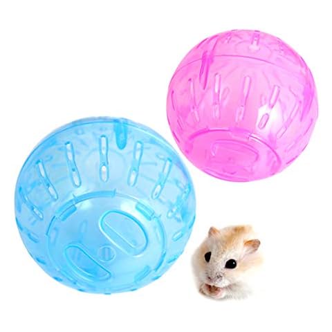 RoadLoo Hamster Ball, 2Pcs Hamster Exercise Wheel Mini Jogging Running Ball Plastic Pet Rodent Mice Jogging Ball Toy Small Animal Pet Exercise for Relieves Boredom and Increases Activity Cover