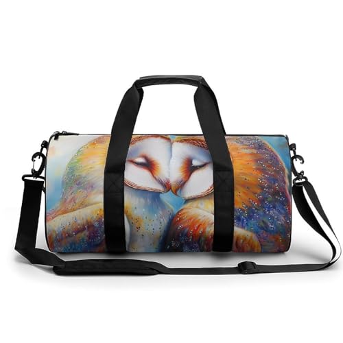 Owls Couple Sports Gym Bag Travel Duffel Workout Bag with Adjustable Strap