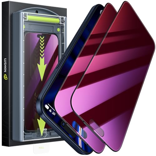 WSKEN for iPhone 17 Pro Max Privacy Screen Protector - Purple Gradient Anti Blue Light Eye Protection [Auto-Dust Removal] Shatterproof Tempered Glass Screen Protector 17 Pro Max, 2 Pack 2 PC