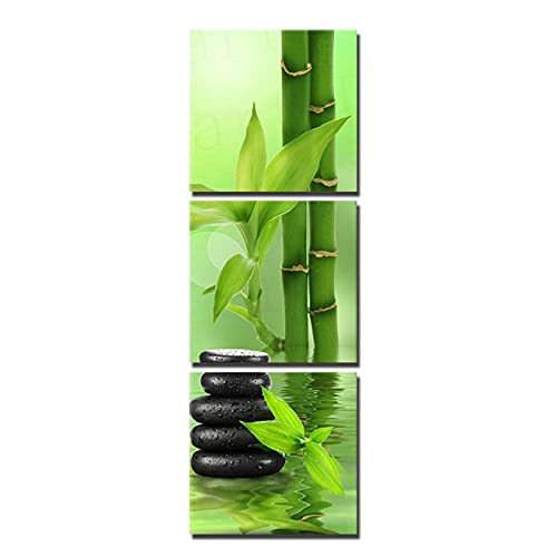 Bambou vert sur toile pour décoration de la chambre parentale style zen