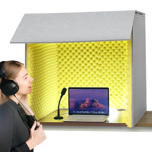 簡易防音室 1人用 防音ボックス、マイク防音 吸音パネル 、折りたたみ式 簡単設置 防音ブース、卓上 パーテーション 飛沫防止 簡易防音個室 吸音ボックス、リバーブとノイズフロアを排除します 在宅ワーク 子供の学習 録音・会議・放送用 吸音ブース 吸音材