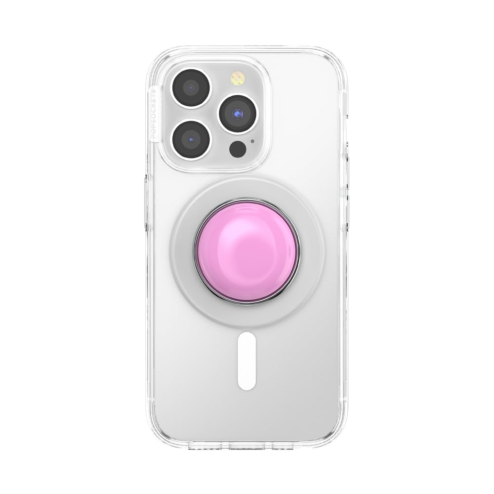 PopSockets: PopCase PlantCore voor MagSafe - Plantaardige Hoesje voor iPhone 15 Pro met een MagSafe-compatibele PopGrip - Telefoonstandaard en Grip met Verwisselbare Top - Black Translucent