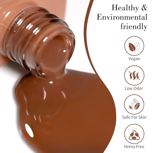 Image of CANNI 9ml Caramel Coffee Brown Gel Nail Polish, High Gloss UV LED Soak Off
