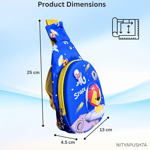 Image of Kids Small Cartoon Design Sling Crossbody Shoulder Bag for Boys & Girls, School Travel & Casual Backpack with Adjustable Strap for Children & Toddlers